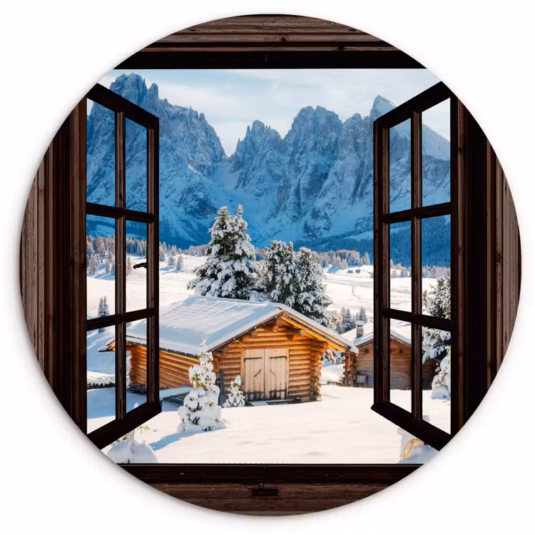 Forexbild Rund - Aussicht - Winter - Landschaft - Hütte - Berge — 1