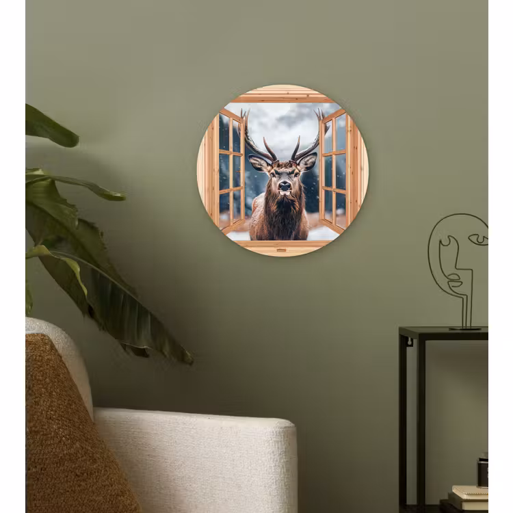 Forexbild Rund - Durchblick - Hirsche - Tiere - Winterlandschaft - Schnee — 3