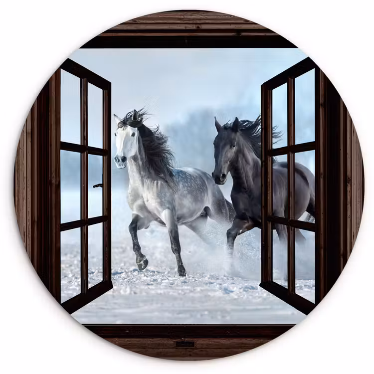 Forexbild Rund - Pferde - Winter - Tiere - Natur - Durchblicken — 1