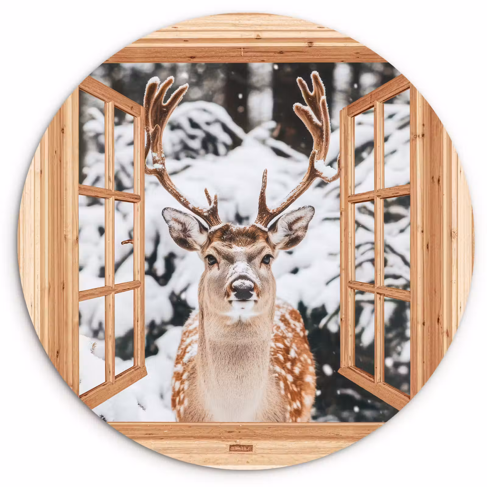 Forexbild Rund - Durchsichtig - Hirsche - Schnee - Winter - Wald - Tiere — 1