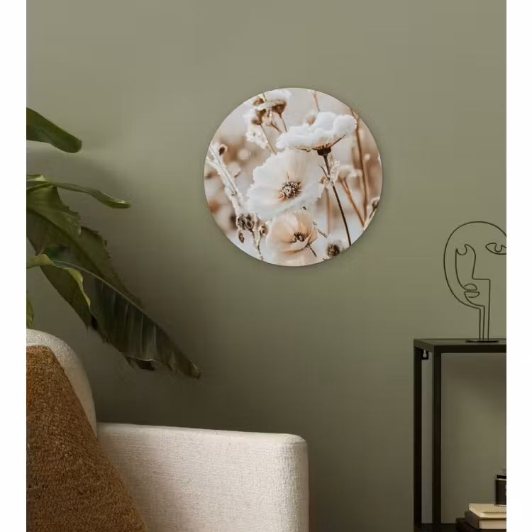 Forexbild Rund - Blumen - Winter - Weiß - Schnee - Beige — 3