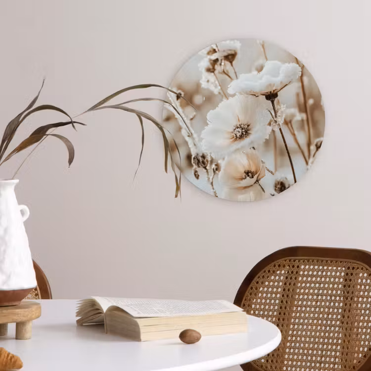 Forexbild Rund - Blumen - Winter - Weiß - Schnee - Beige — 4