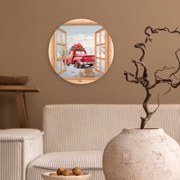 Forexbild Rund - Durchsichtig - Auto - Weihnachten - Geschenke - Winter - Landschaft — 2