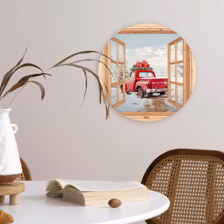Forexbild Rund - Durchsichtig - Auto - Weihnachten - Geschenke - Winter - Landschaft — 4