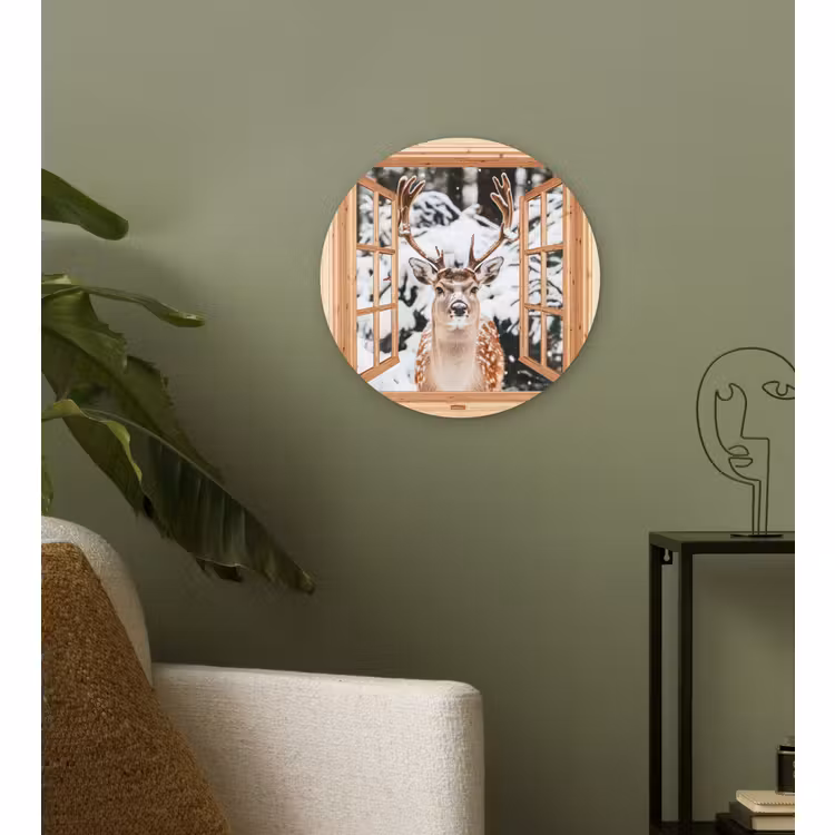 Forexbild Rund - Durchsichtig - Hirsche - Schnee - Winter - Wald - Tiere — 3