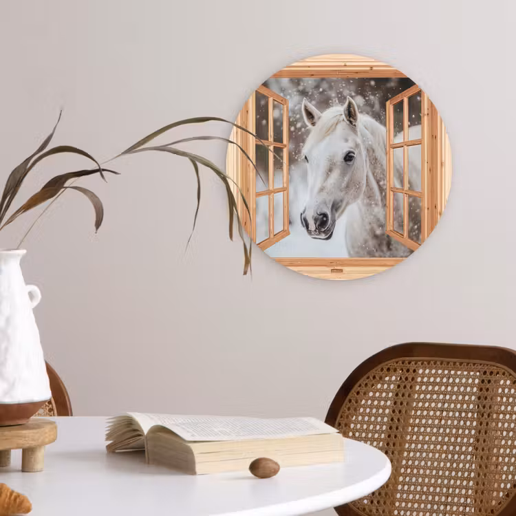 Forexbild Rund - Durchsichtig - Pferd - Weiß - Winter - Tiere — 4