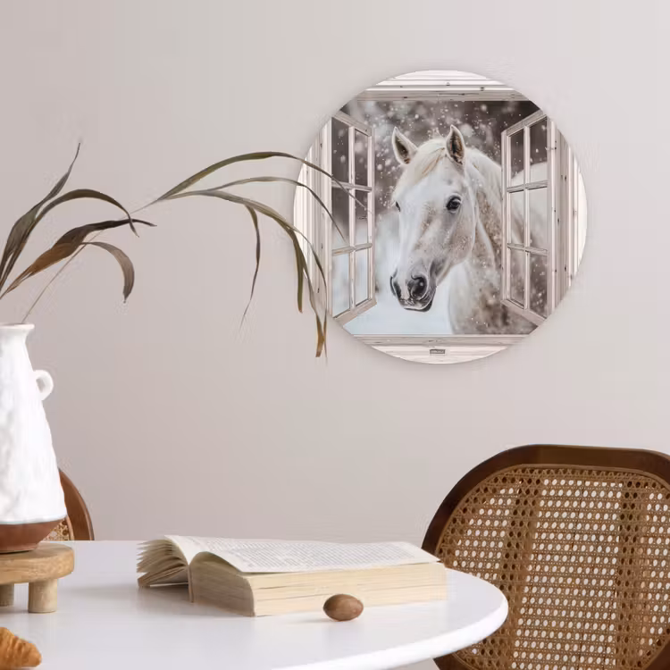 Forexbild Rund - Pferd - Weiß - Winter - Schnee - Durchsichtig - Tiere — 4
