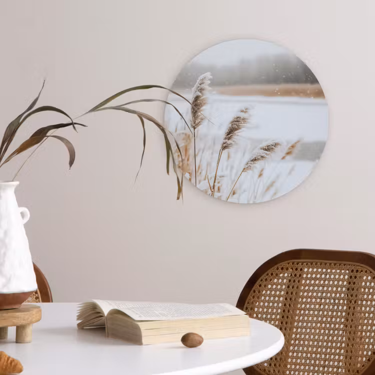 Forexbild Rund - Schilf - See - Winter - Natur - Schnee - Beige — 4