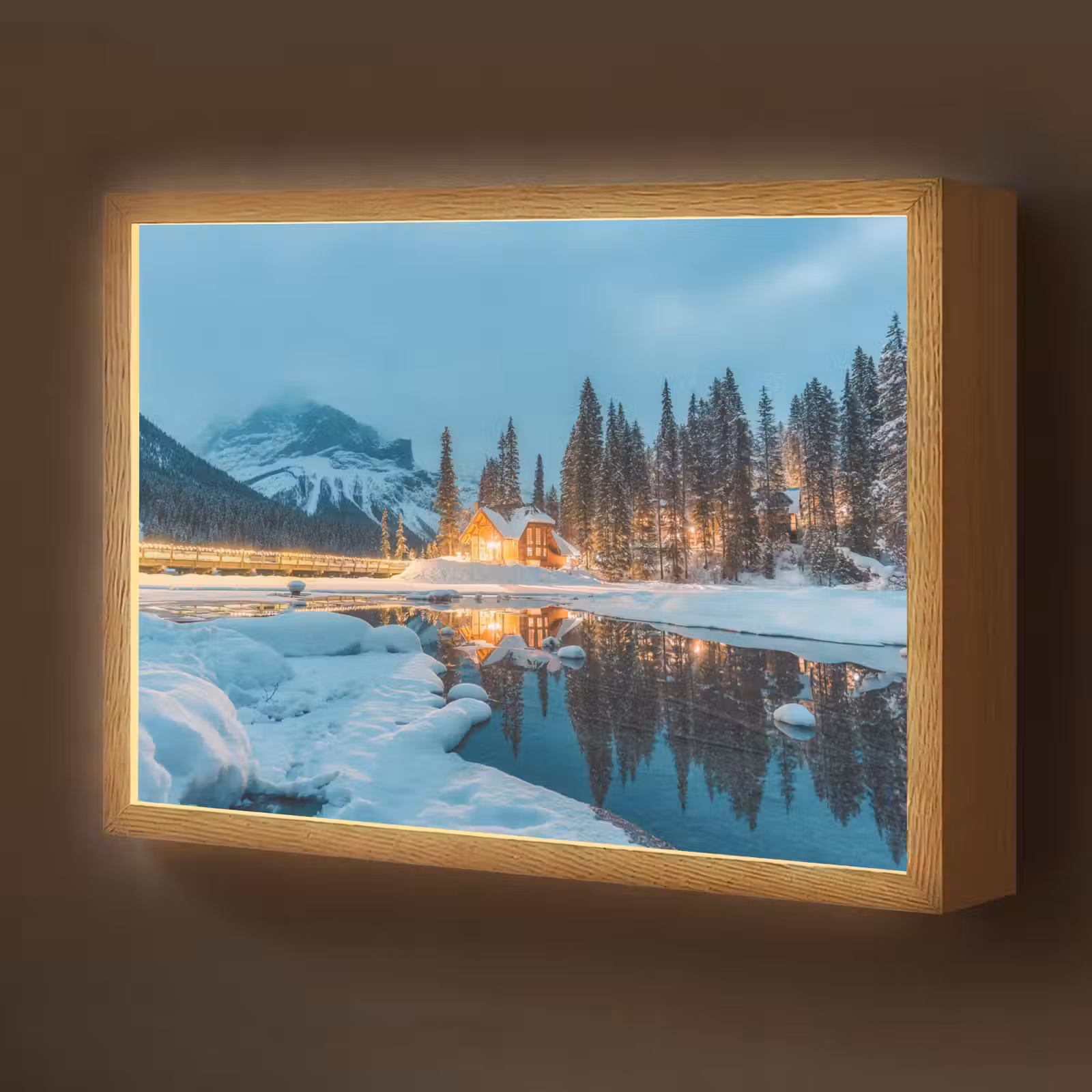 Nachtlicht Kinder - Winterlandschaft - Natur - Haus - Berge - Schnee — 1