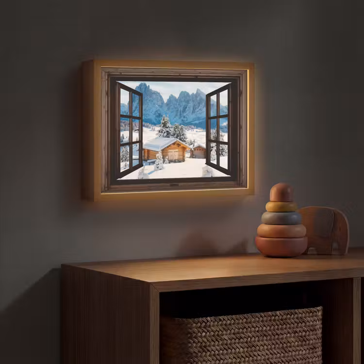 Nachtlicht Kinder - Aussicht - Winter - Landschaft - Hütte - Berge — 4