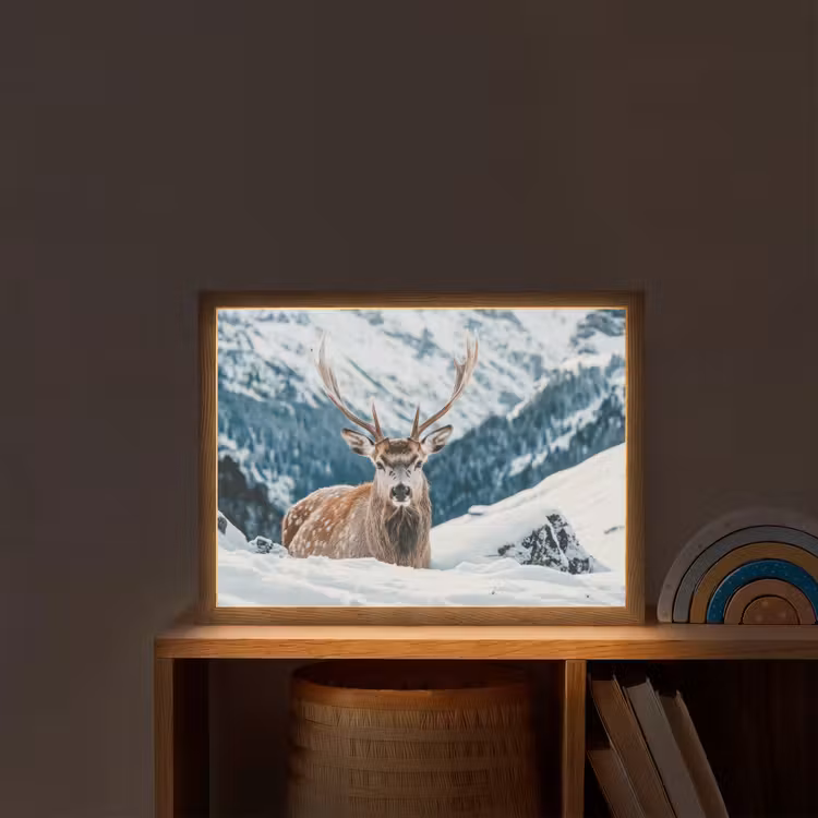 Nachtlicht Kinder - Hirsche - Landschaft - Winter - Natur - Tiere - Berge — 2