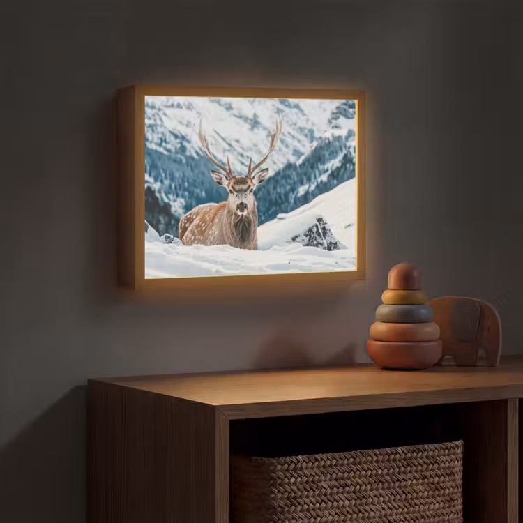 Nachtlicht Kinder - Hirsche - Landschaft - Winter - Natur - Tiere - Berge — 4