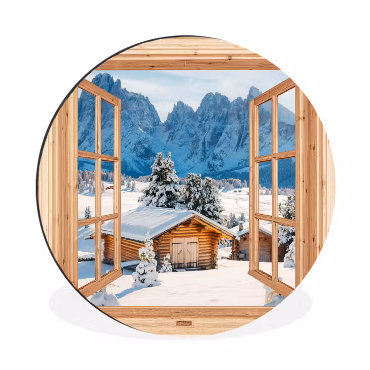 Durchblick - Winterlandschaft - Hütte - Berge - Aussicht — 1