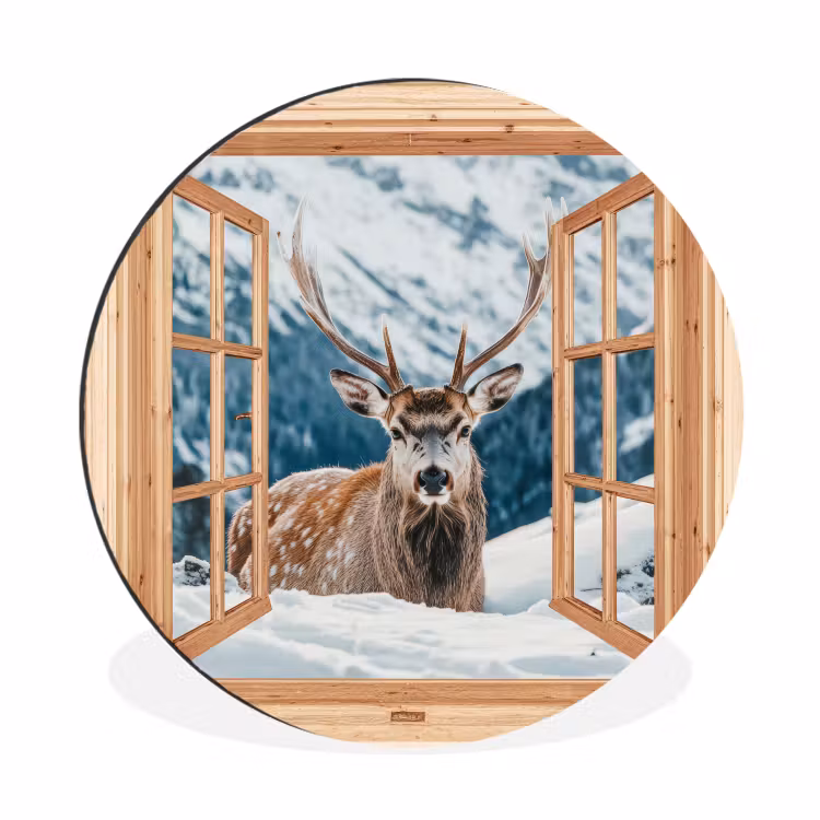 Durchblick - Hirsche - Landschaft - Winter - Natur - Tiere - Berge — 1