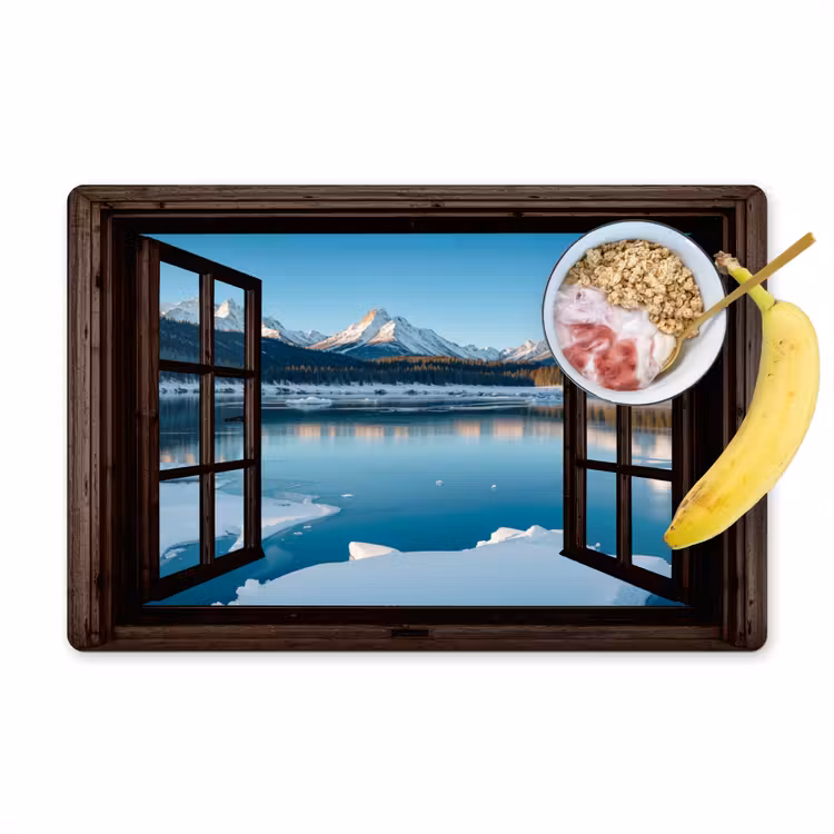 Tischset - 6 Stück - Durchblick - Winterlandschaft - See - Berge - Ausblicke — 1