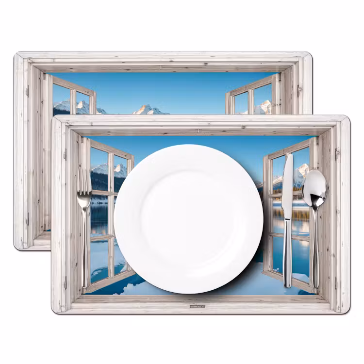 Tischset - 6 Stück - Landschaft - Winter - See - Berg - Aussicht - Licht — 2