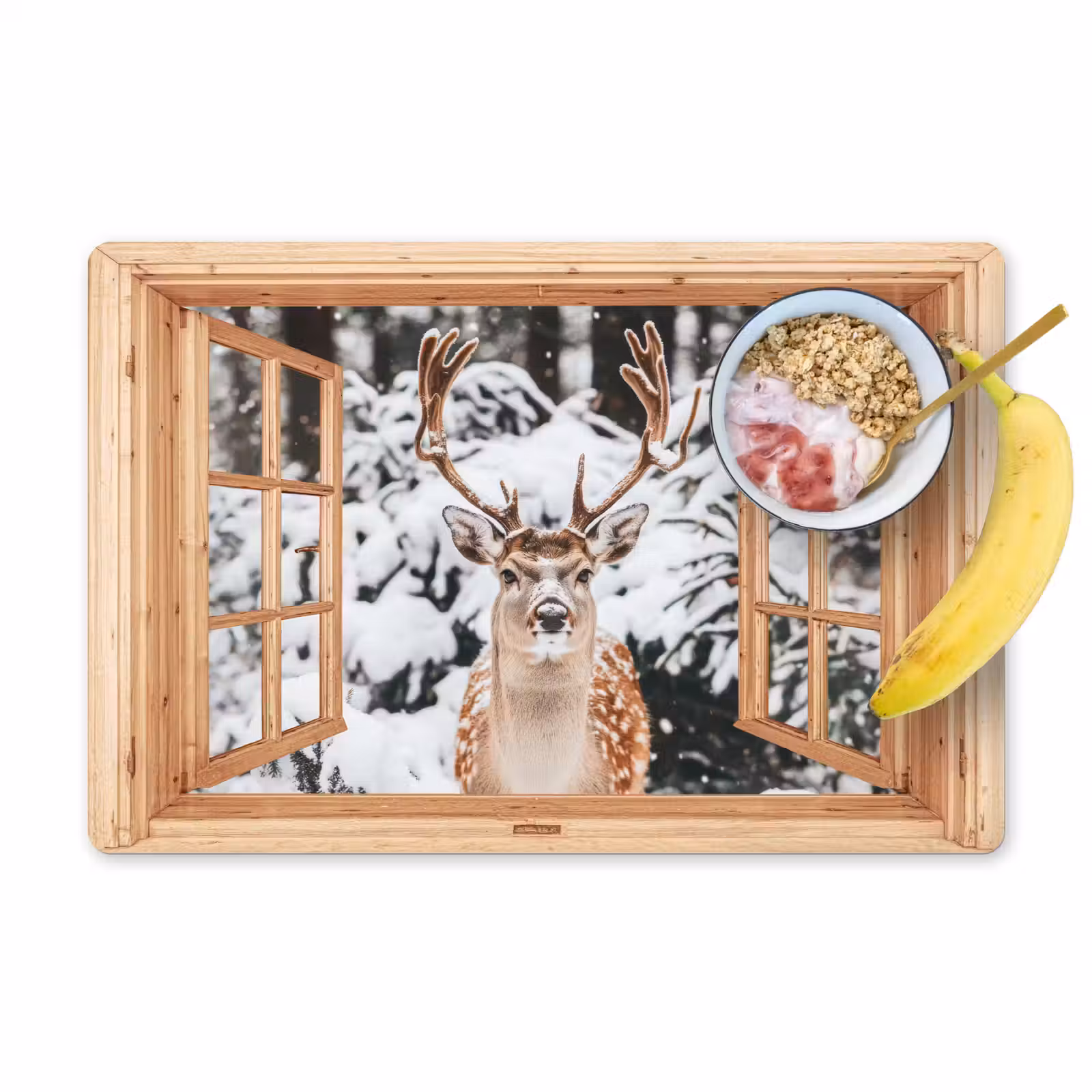 Tischset - 6 Stück - Durchsichtig - Hirsche - Schnee - Winter - Wald - Tiere — 1