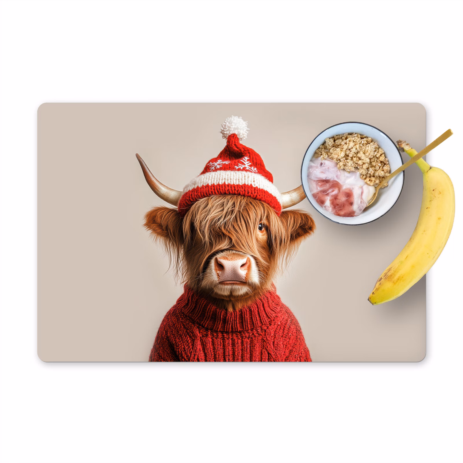 Tischset - 6 Stück - Schottischer Highlander - Weihnachten - Mütze - Pullover - Winter — 1