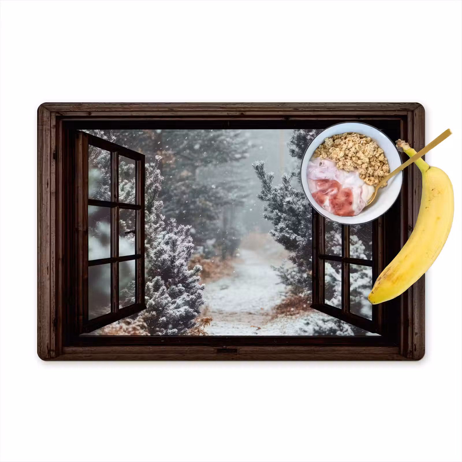 Tischset - 6 Stück - Wald - Winter - Bäume - Natur - Weg - Aussicht — 1