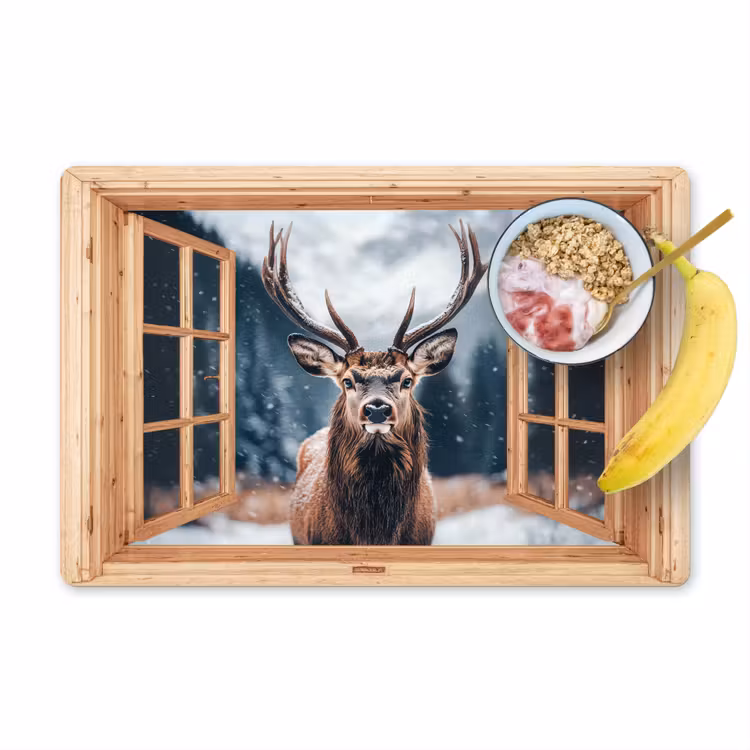 Tischset - 6 Stück - Durchblick - Hirsche - Tiere - Winterlandschaft - Schnee — 1