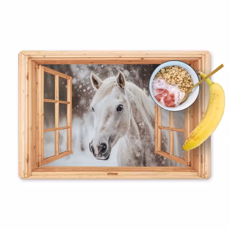 Tischset - 6 Stück - Durchsichtig - Pferd - Weiß - Winter - Tiere — 1