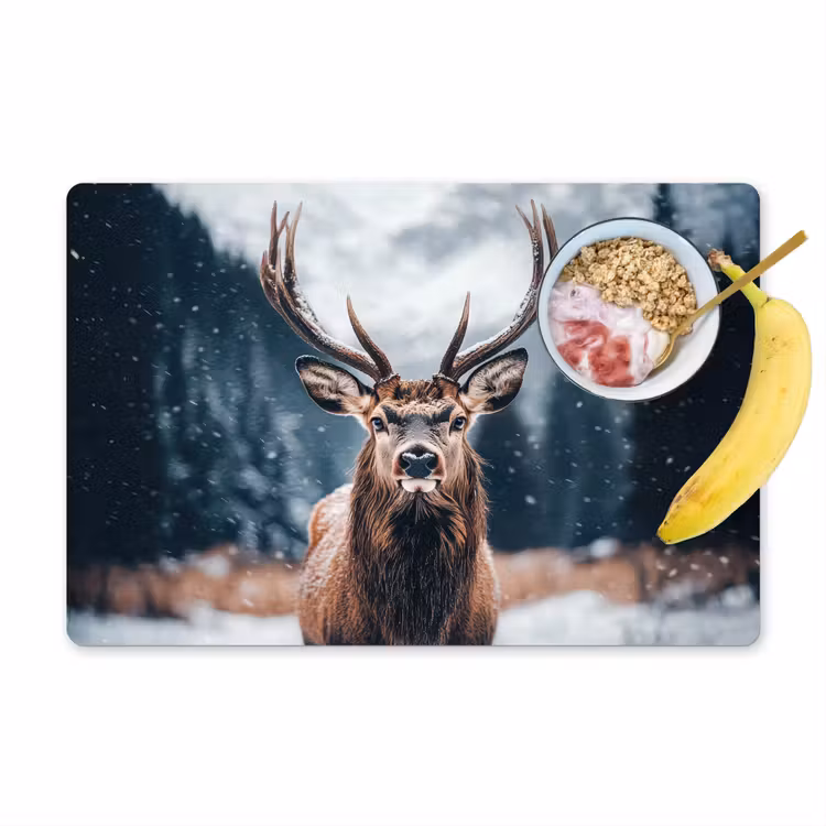 Tischset - 6 Stück - Hirsche - Tiere - Landschaft - Winter - Schnee — 1