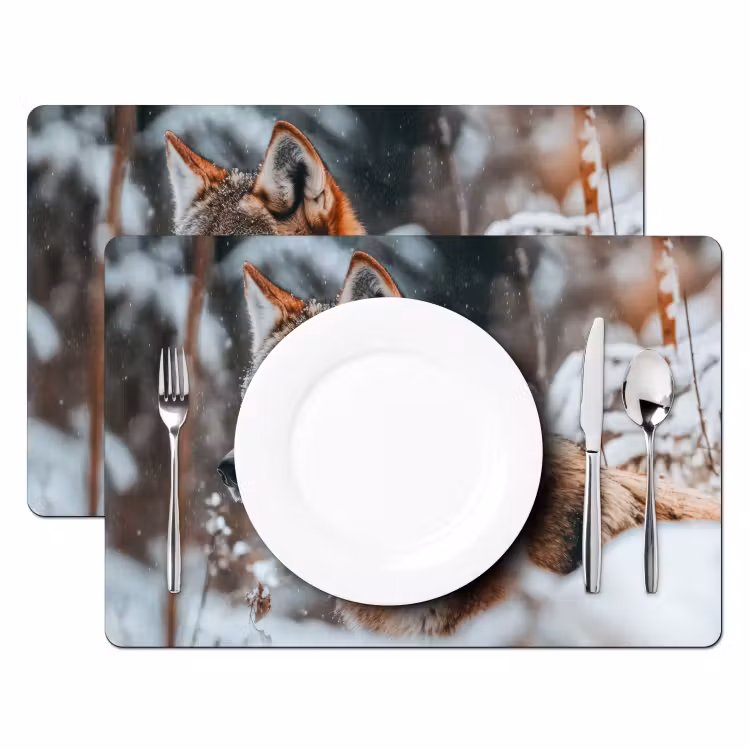 Tischset - 6 Stück - Wolf - Schnee - Winter - Tiere - Natur - Schnee — 2
