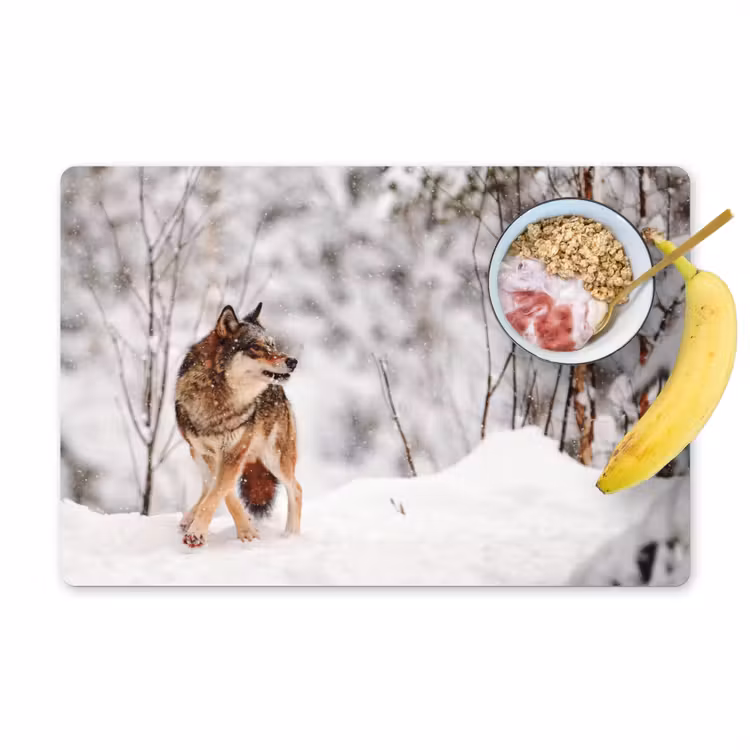 Tischset - 6 Stück - Wolf - Winter - Schnee - Natur - Tiere — 1