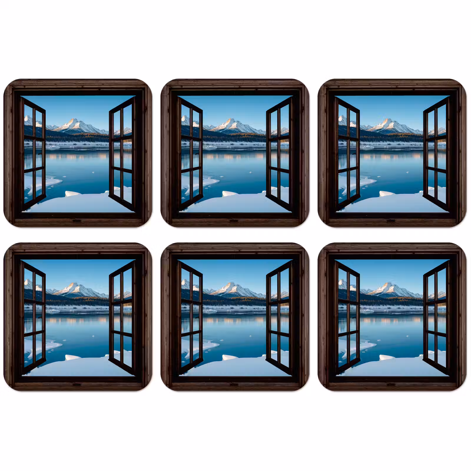 Untersetzer - Durchblick - Winterlandschaft - See - Berge - Ausblicke — 1