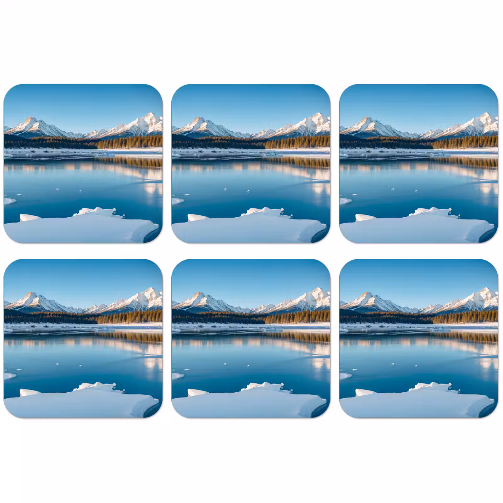 Untersetzer - Landschaft - Winter - See - Berg - Aussicht - Eis — 1