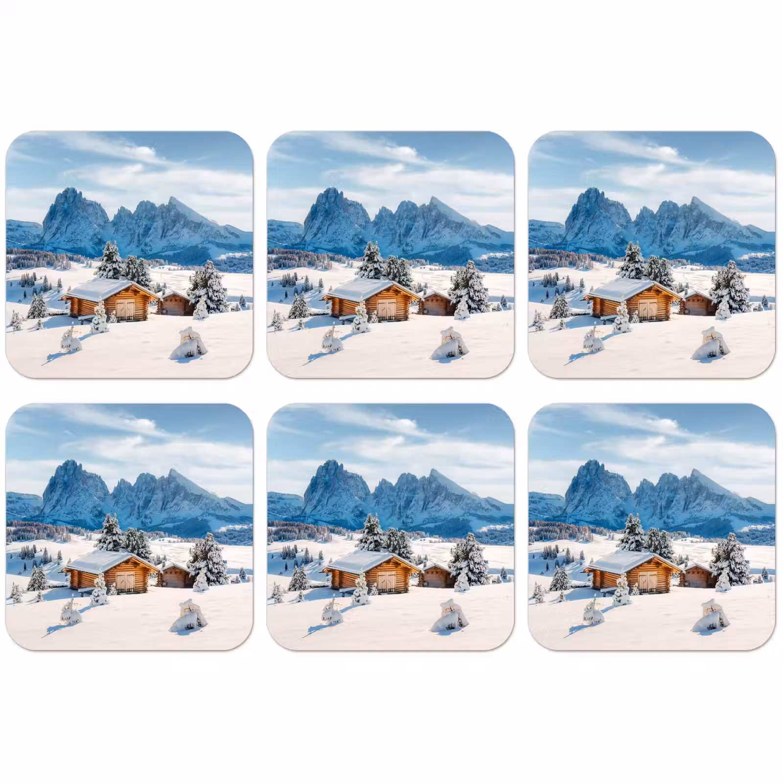 Untersetzer - Winter - Hütte - Berge - Aussicht - Schnee — 1