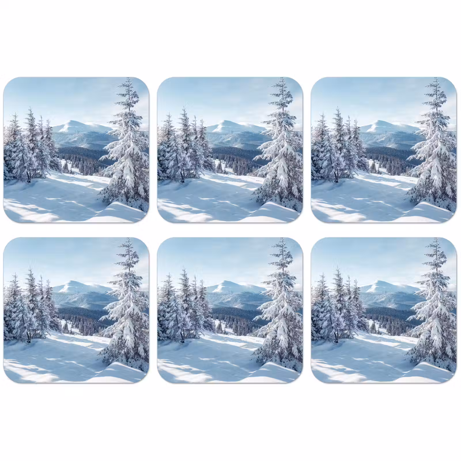 Untersetzer - Winterlandschaft - Natur - Berge - Bäume - Schnee — 1