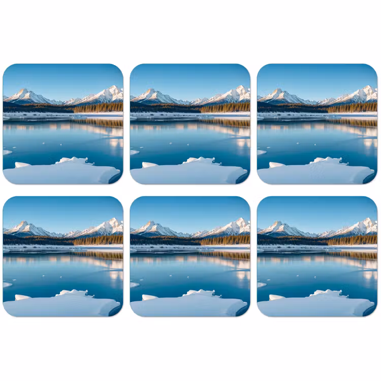 Untersetzer - Landschaft - Winter - See - Berg - Aussicht - Eis — 1