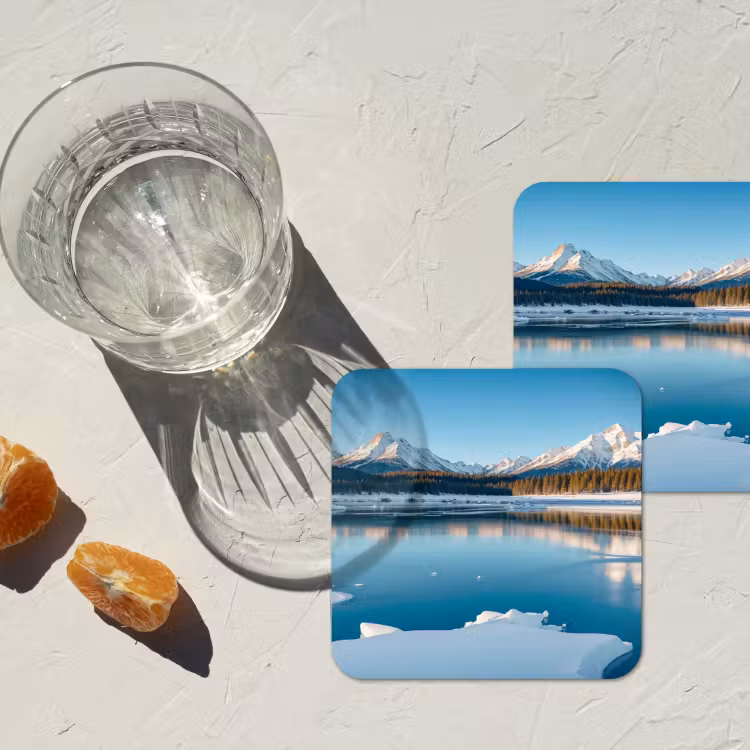 Untersetzer - Landschaft - Winter - See - Berg - Aussicht - Eis — 2