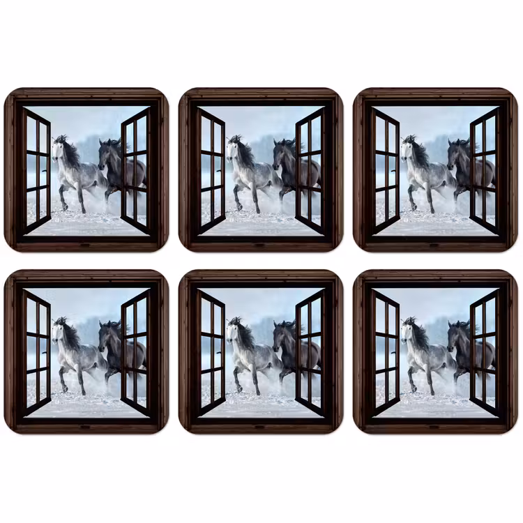 Untersetzer - Pferde - Winter - Tiere - Natur - Durchblicken — 1