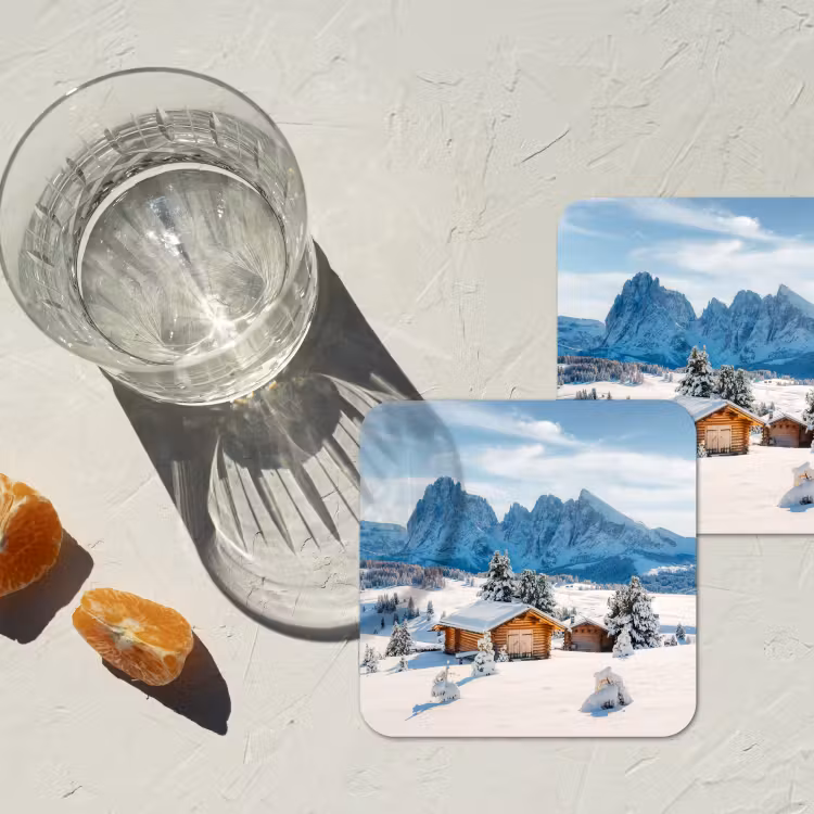 Untersetzer - Winter - Hütte - Berge - Aussicht - Schnee — 2