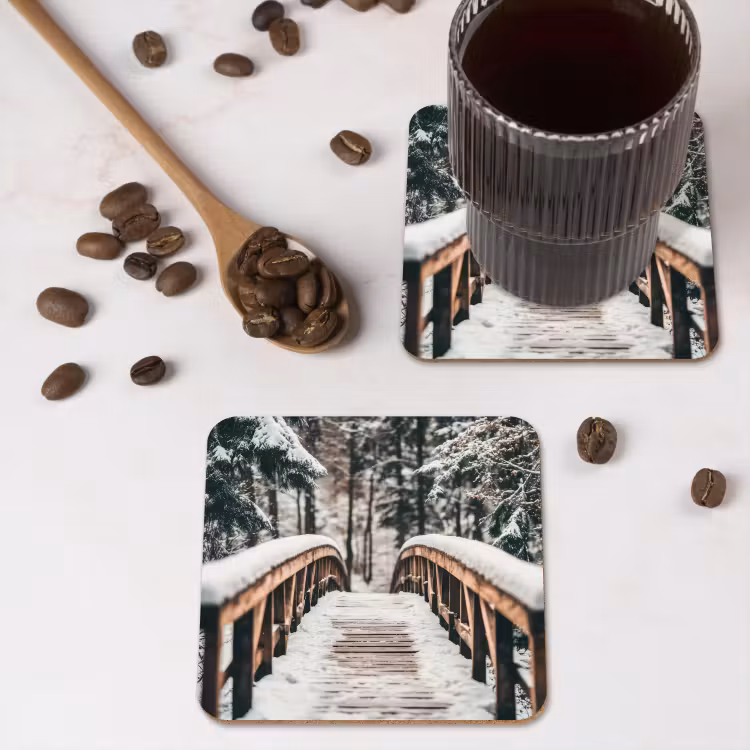 Untersetzer - Brücke - Winterlandschaft - Wald - Natur - Schnee — 4