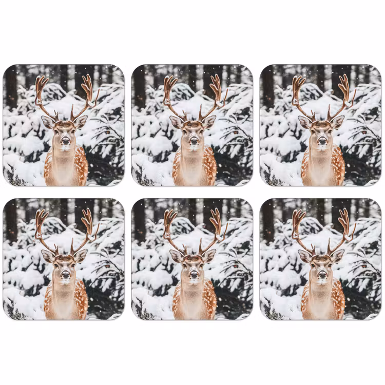 Untersetzer - Hirsche - Schnee - Winter - Wald - Tiere — 1