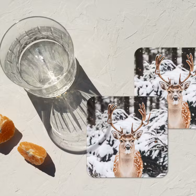 Untersetzer - Hirsche - Schnee - Winter - Wald - Tiere — 2