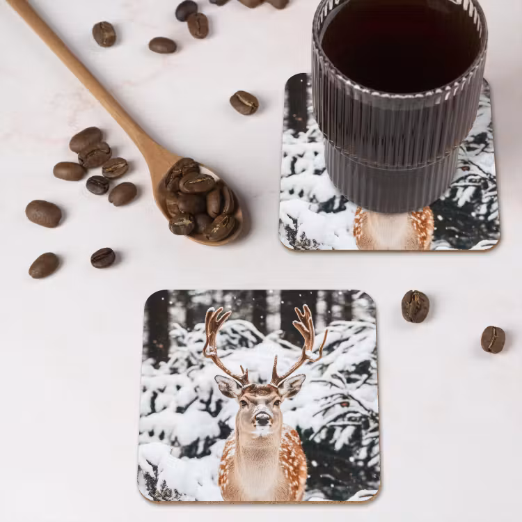 Untersetzer - Hirsche - Schnee - Winter - Wald - Tiere — 4
