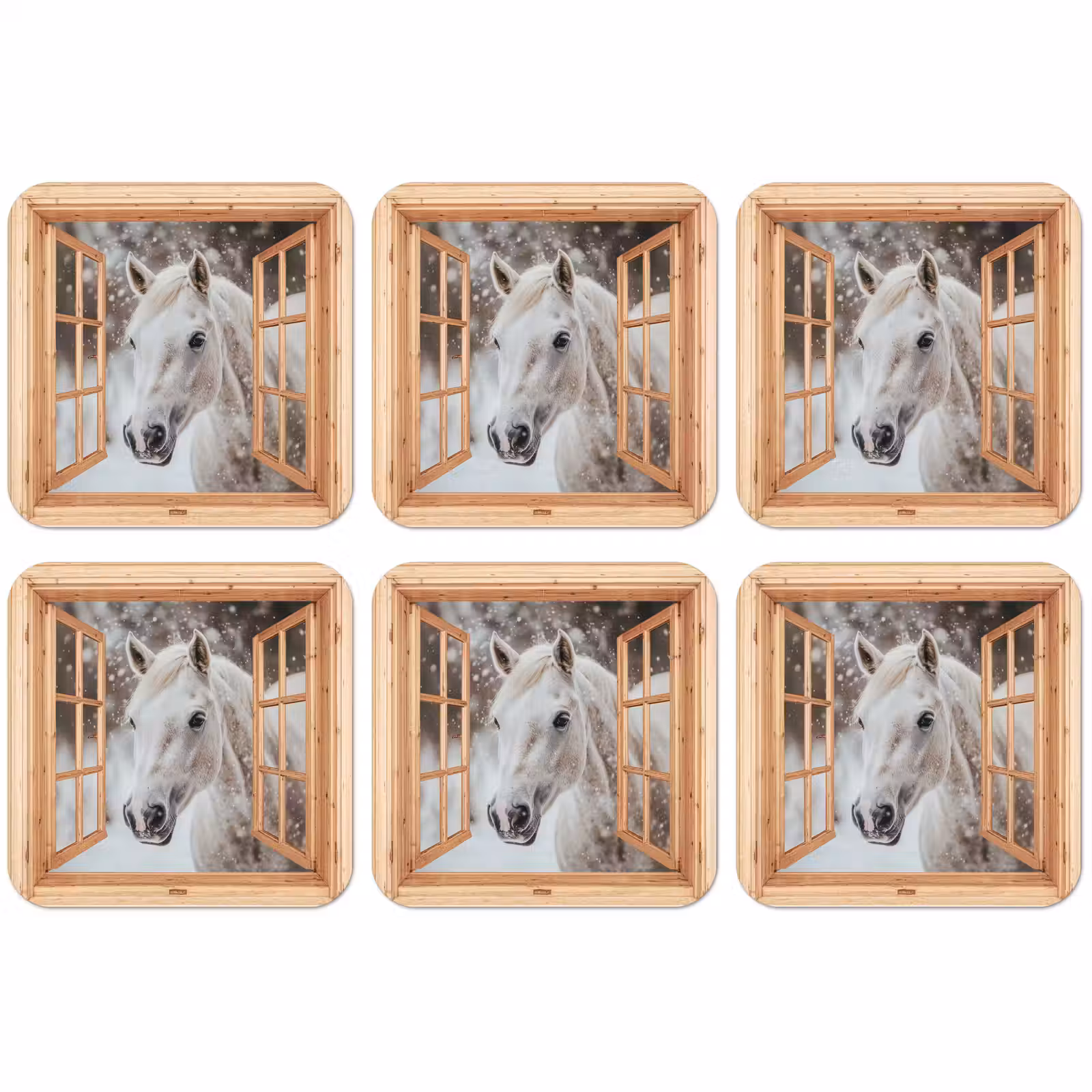Untersetzer - Durchsichtig - Pferd - Weiß - Winter - Tiere — 1