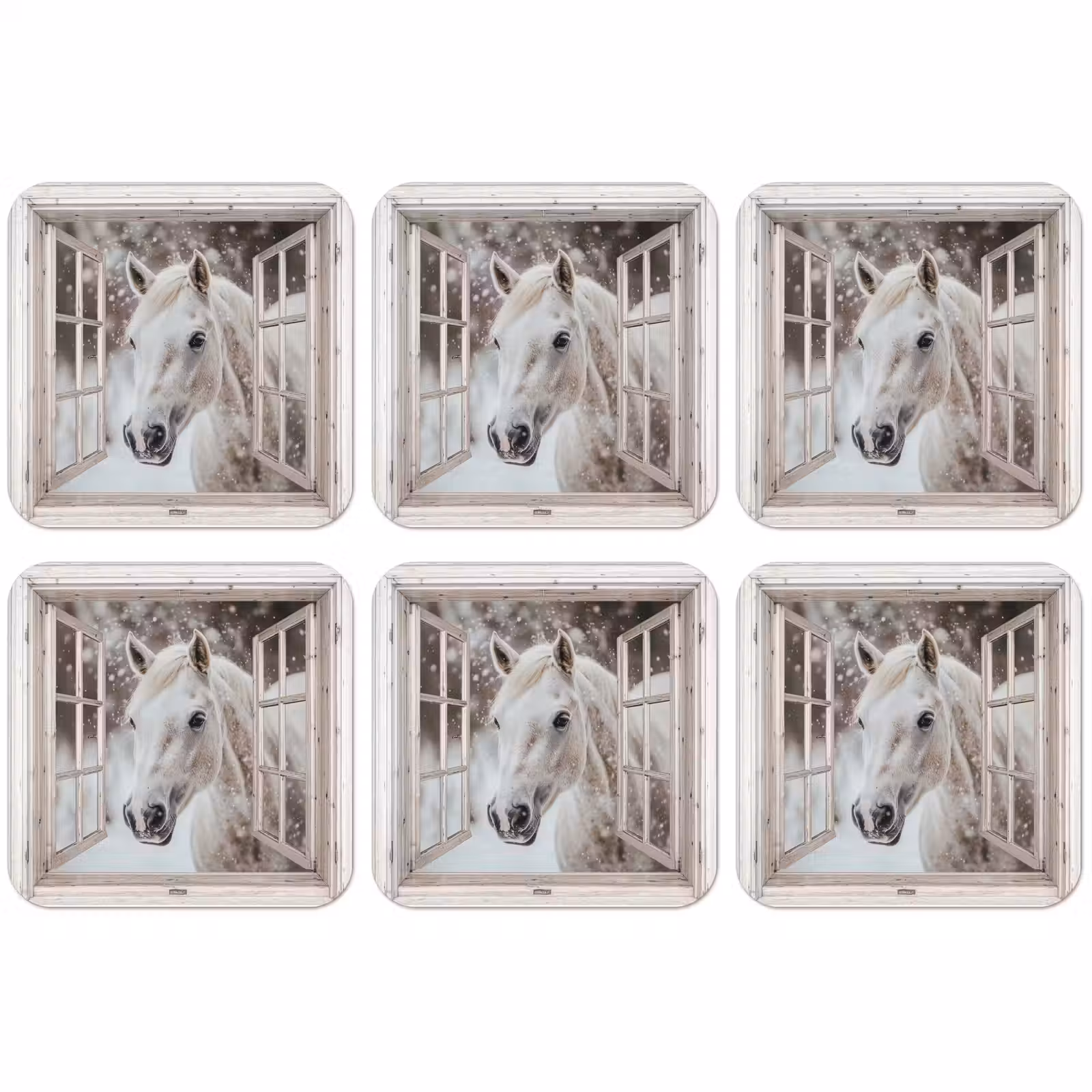 Untersetzer - Pferd - Weiß - Winter - Schnee - Durchsichtig - Tiere — 1