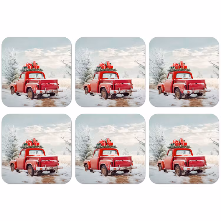 Untersetzer - Auto - Rot - Geschenke - Winter - Schnee - Weihnachten — 1