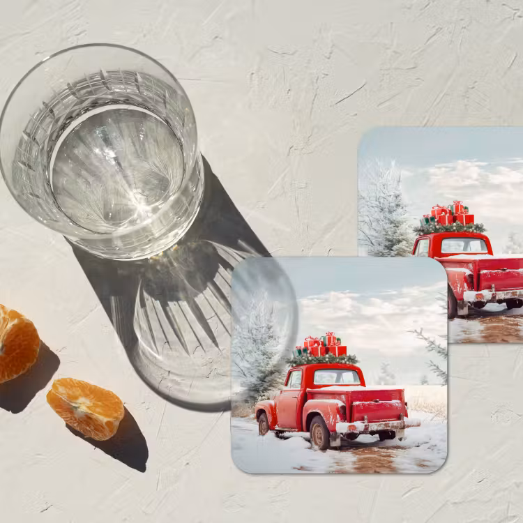 Untersetzer - Auto - Rot - Geschenke - Winter - Schnee - Weihnachten — 2