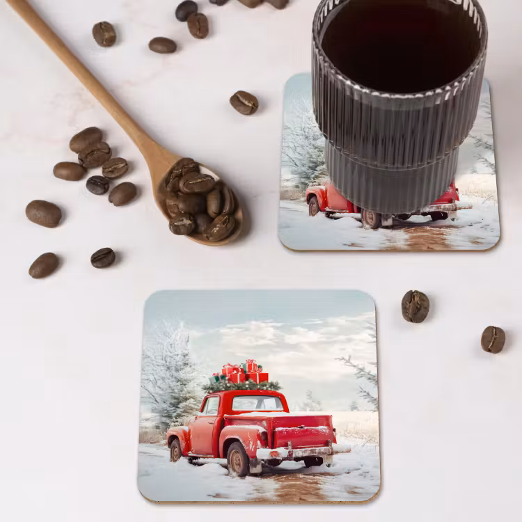 Untersetzer - Auto - Rot - Geschenke - Winter - Schnee - Weihnachten — 4