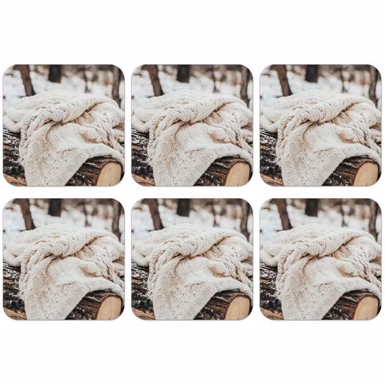 Untersetzer - Decke - Weiß - Baumstumpf - Winter - Schnee — 1