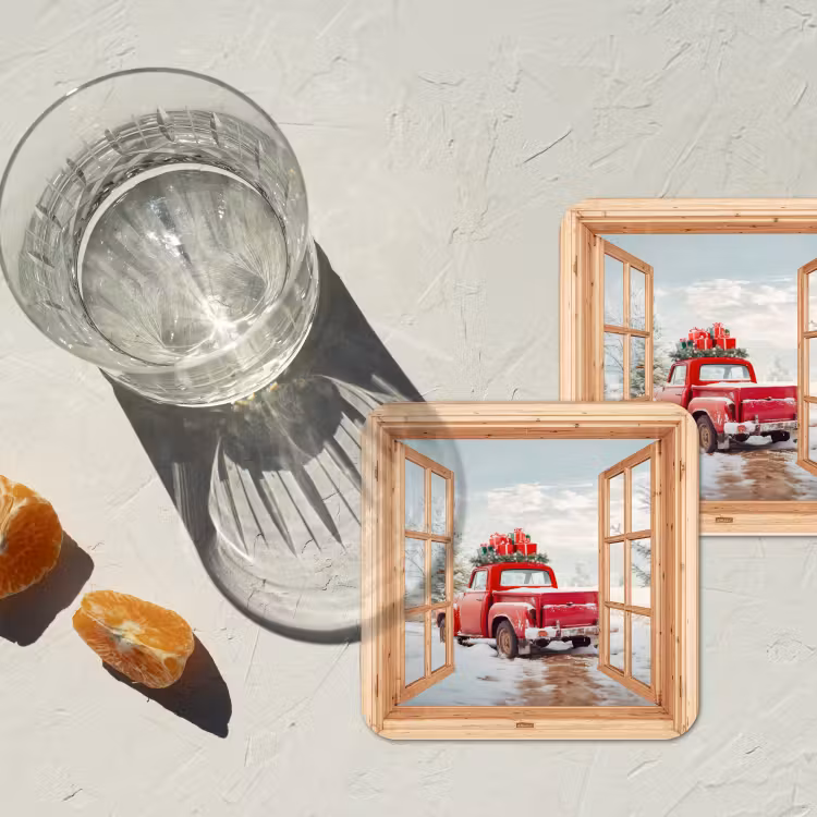 Untersetzer - Durchsichtig - Auto - Weihnachten - Geschenke - Winter - Landschaft — 2