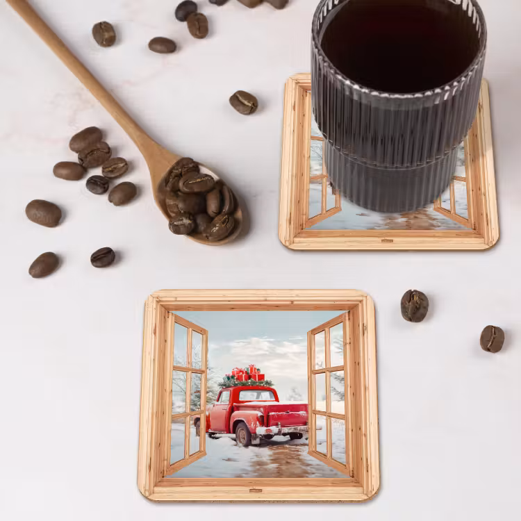 Untersetzer - Durchsichtig - Auto - Weihnachten - Geschenke - Winter - Landschaft — 4