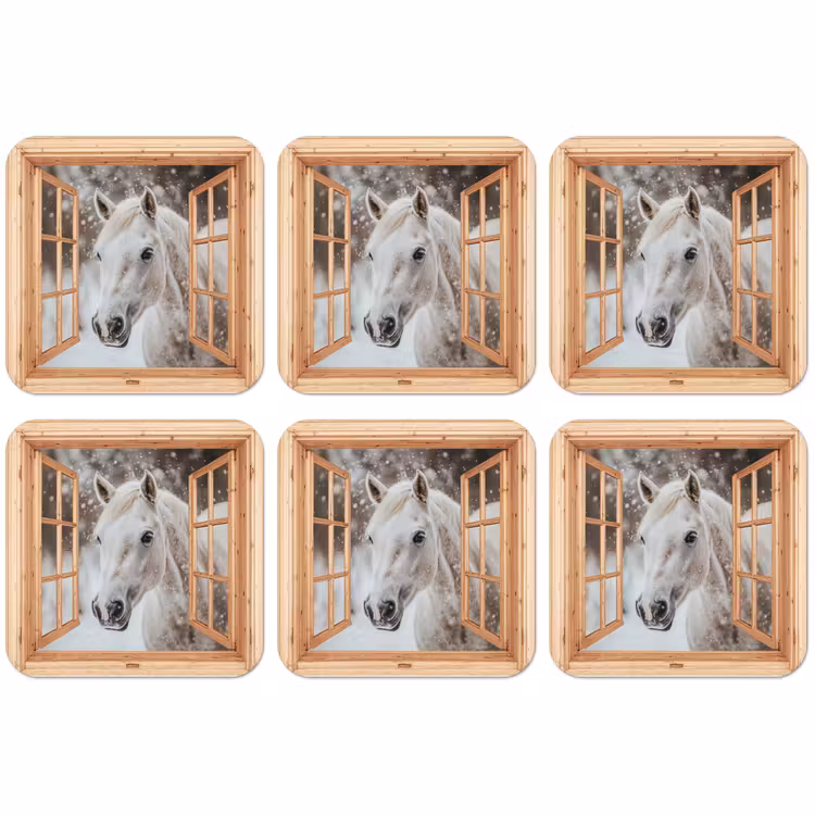 Untersetzer - Durchsichtig - Pferd - Weiß - Winter - Tiere — 1