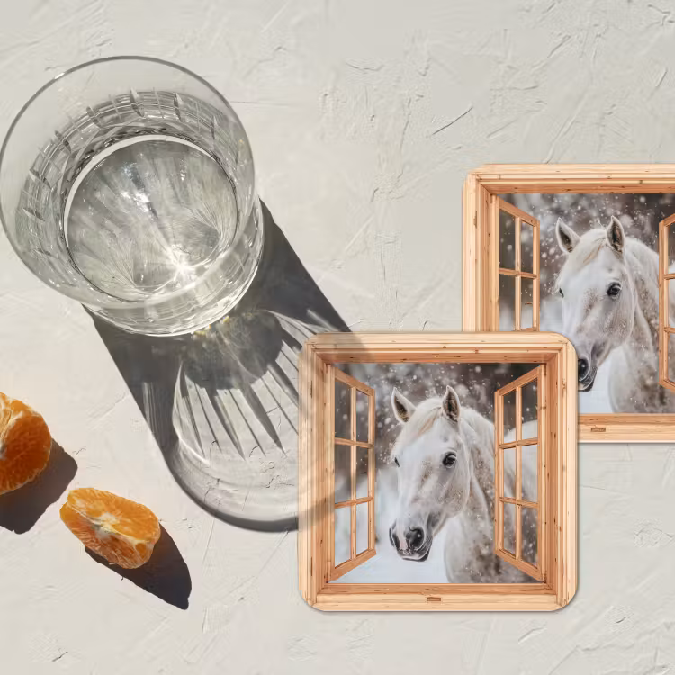 Untersetzer - Durchsichtig - Pferd - Weiß - Winter - Tiere — 2